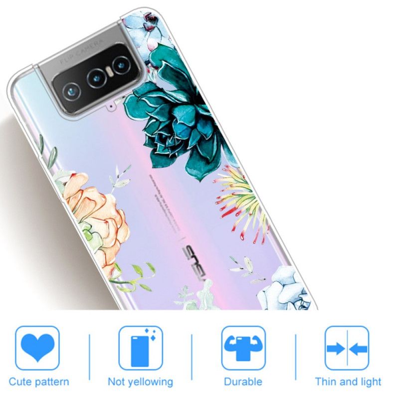 Coque Asus Zenfone 7 / 7 Pro Transparente Fleurs Aquarelle