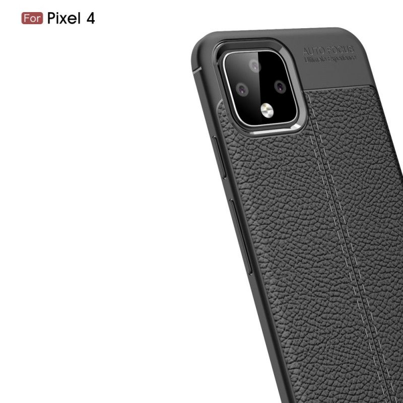 Coque Google Pixel 4 Effet Cuir Litchi Double Line