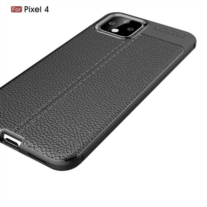 Coque Google Pixel 4 Effet Cuir Litchi Double Line