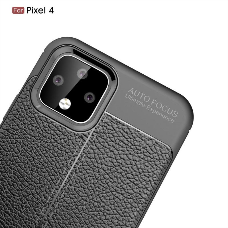 Coque Google Pixel 4 Effet Cuir Litchi Double Line