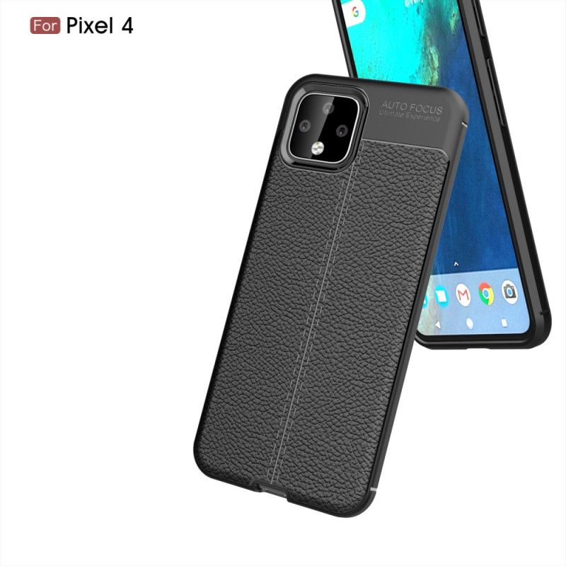 Coque Google Pixel 4 Effet Cuir Litchi Double Line