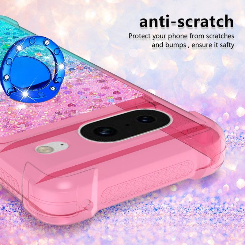 Coque Google Pixel 8 Paillettes Anneau-Support