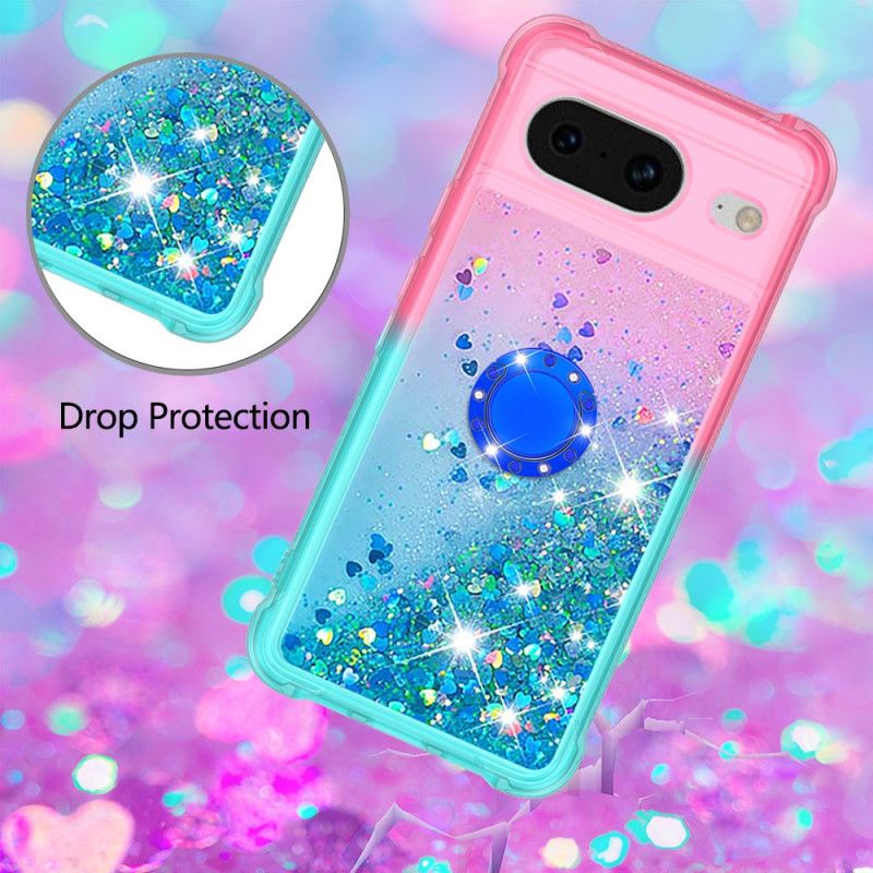 Coque Google Pixel 8 Paillettes Anneau-Support