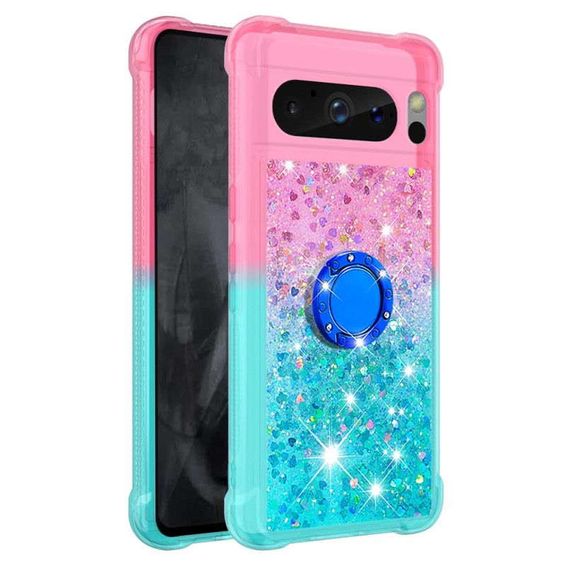 Coque Google Pixel 8 Pro Paillettes Anneau-Support