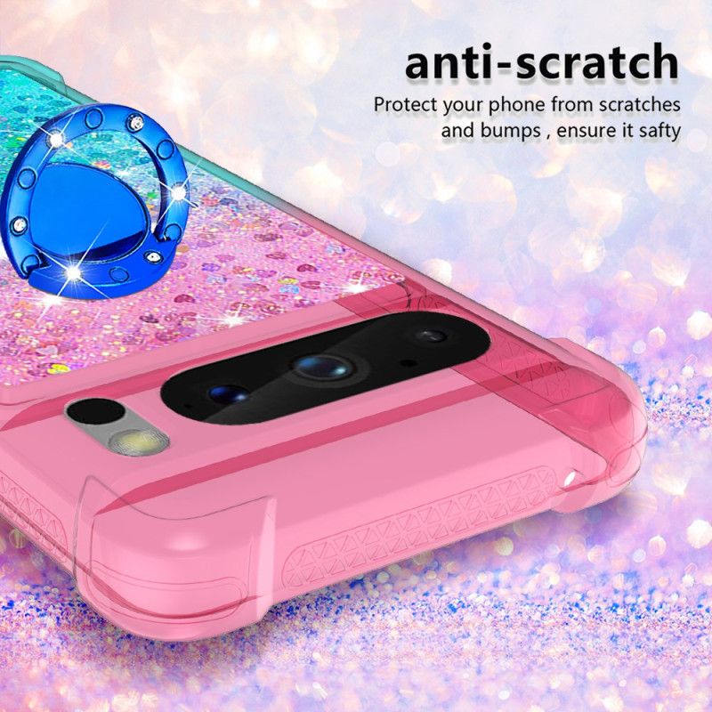 Coque Google Pixel 8 Pro Paillettes Anneau-Support