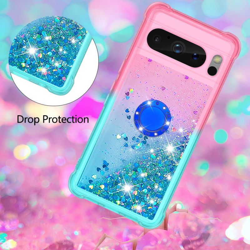 Coque Google Pixel 8 Pro Paillettes Anneau-Support