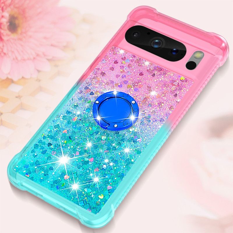 Coque Google Pixel 8 Pro Paillettes Anneau-Support