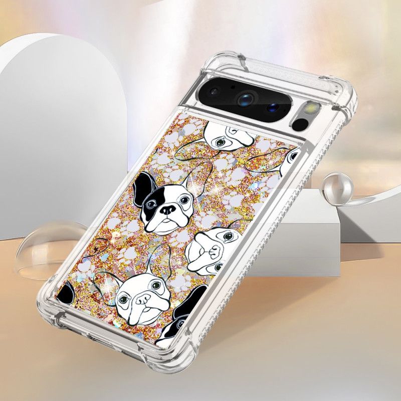 Coque Google Pixel 8 Pro Paillettes Chiens