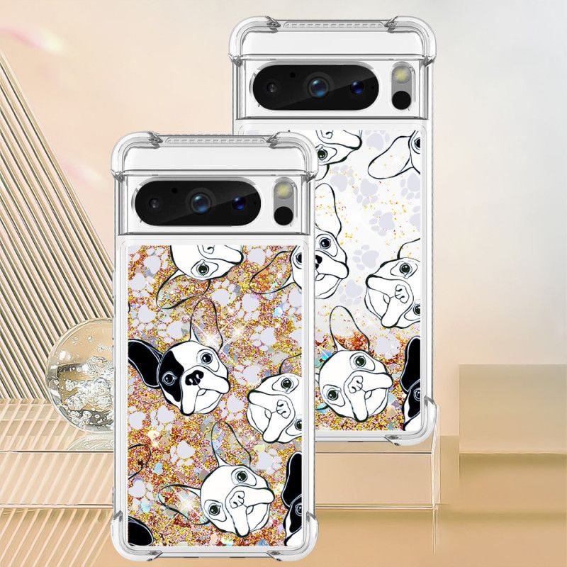 Coque Google Pixel 8 Pro Paillettes Chiens