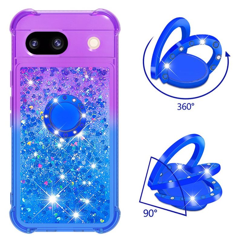 Coque Google Pixel 8A Anneau-Support Dégradé Paillettes