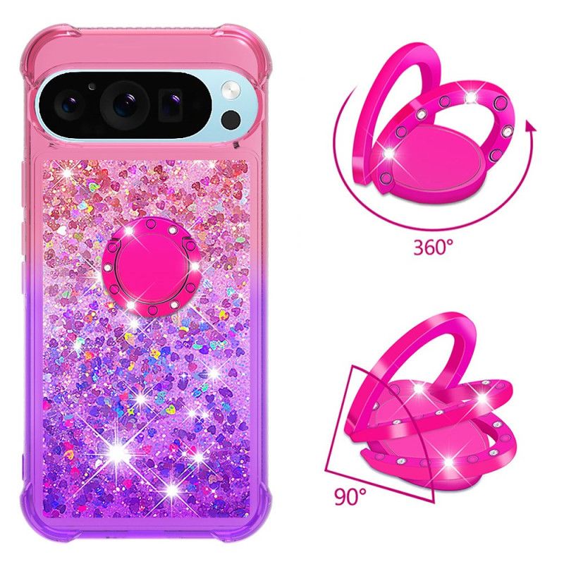 Coque Google Pixel 9 Pro XL Anneau-Support Dégradé Paillettes