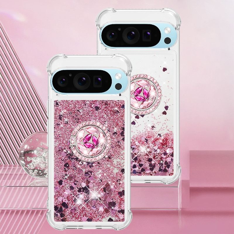 Coque Google Pixel 9 Pro XL Anneau-Support Paillettes