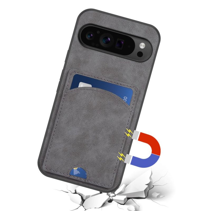 Coque Google Pixel 9 Pro XL Effet Cuir Porte-Cartes Support