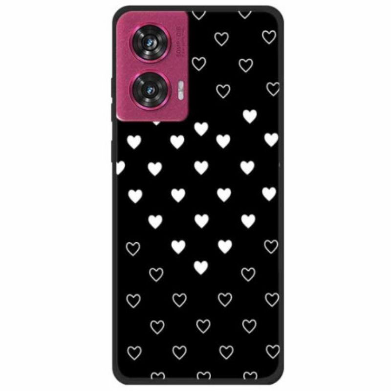 Coque Motorola Edge 50 Fusion Coeurs Blancs