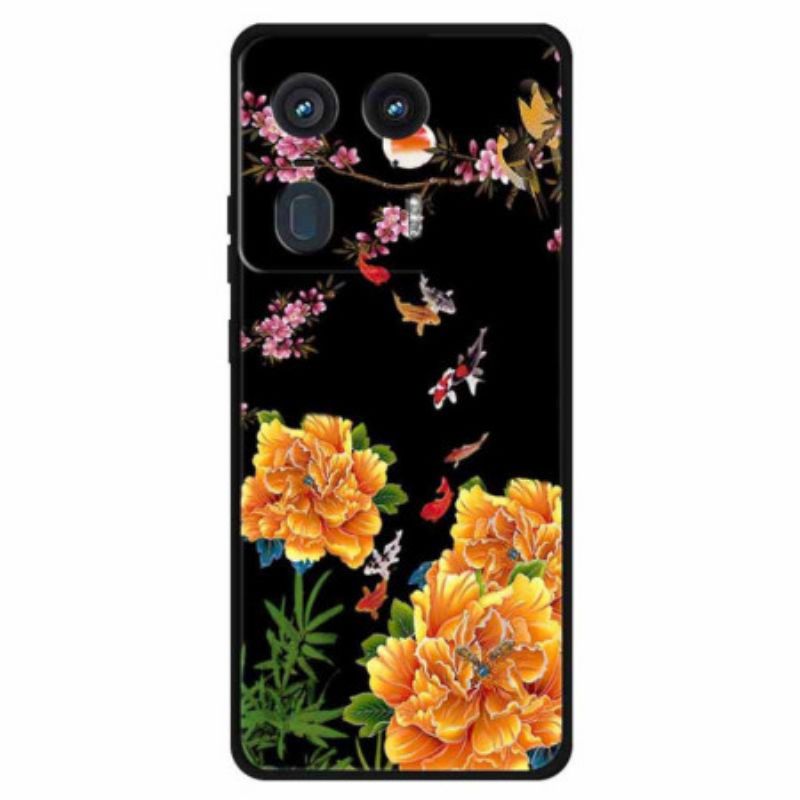 Coque Motorola Edge 50 Ultra Fleurs et Poissons