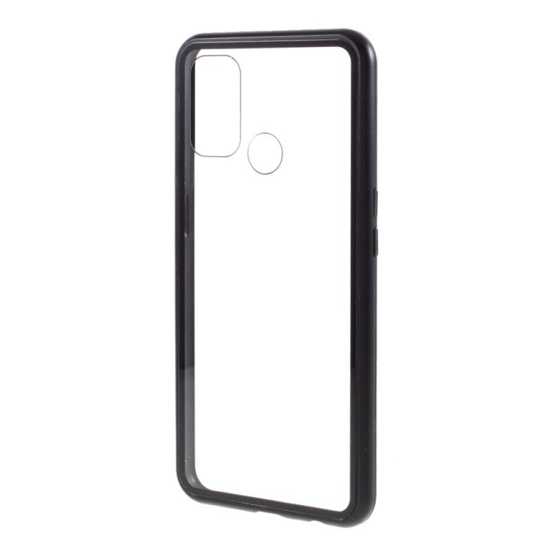 Coque Oppo A53 / A53s Dos Verre Trempé Et Rebords Métal Magnétique