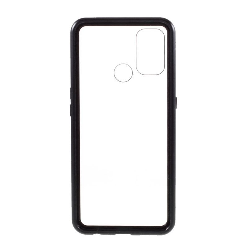 Coque Oppo A53 / A53s Dos Verre Trempé Et Rebords Métal Magnétique