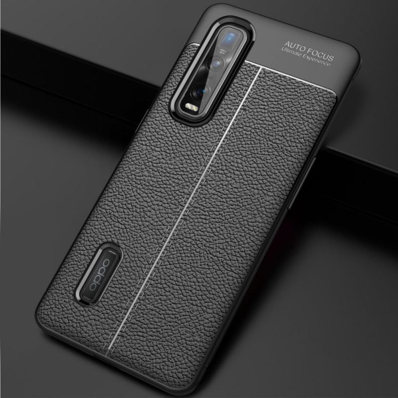 Coque Oppo Find X2 Pro Effet Cuir Litchi Double Line