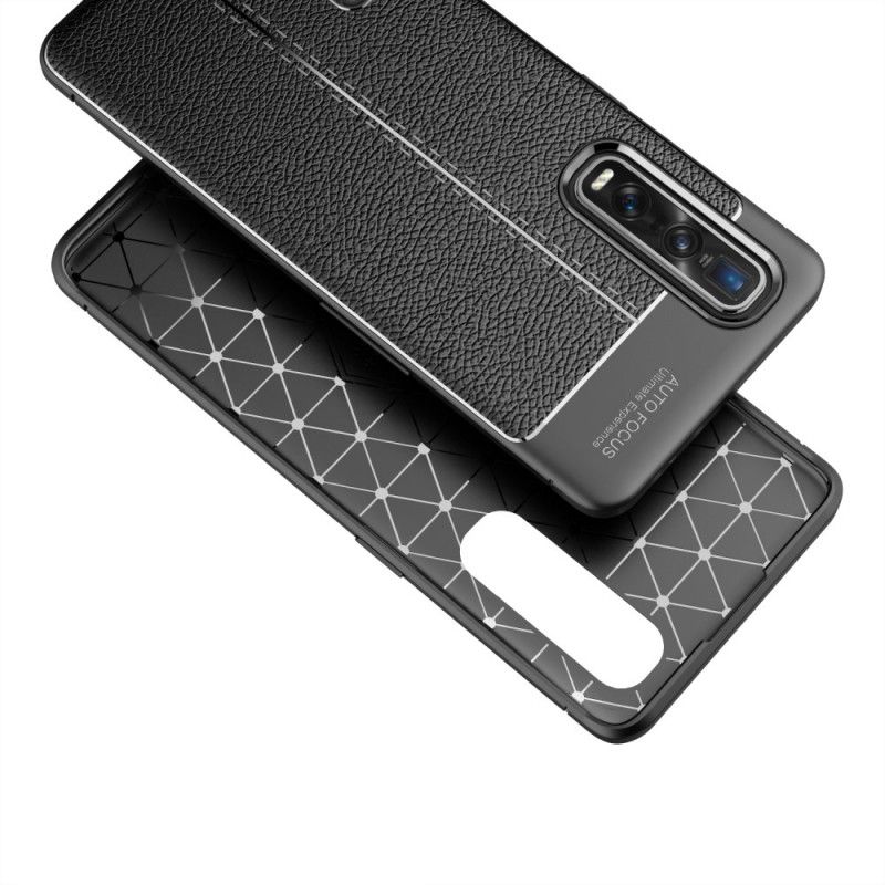 Coque Oppo Find X2 Pro Effet Cuir Litchi Double Line