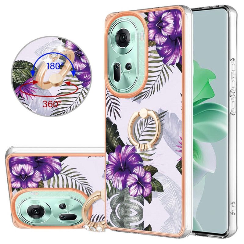 Coque Oppo Reno 11 5G Anneau-Support Design Marbré