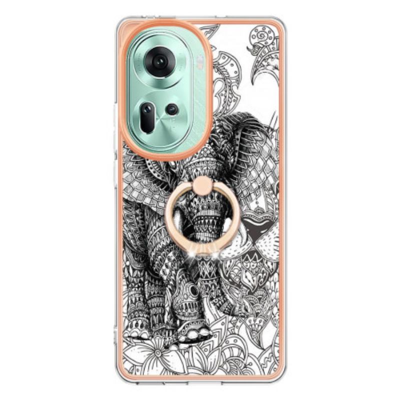 Coque Oppo Reno 11 5G Anneau-Support. Éléphant Totem