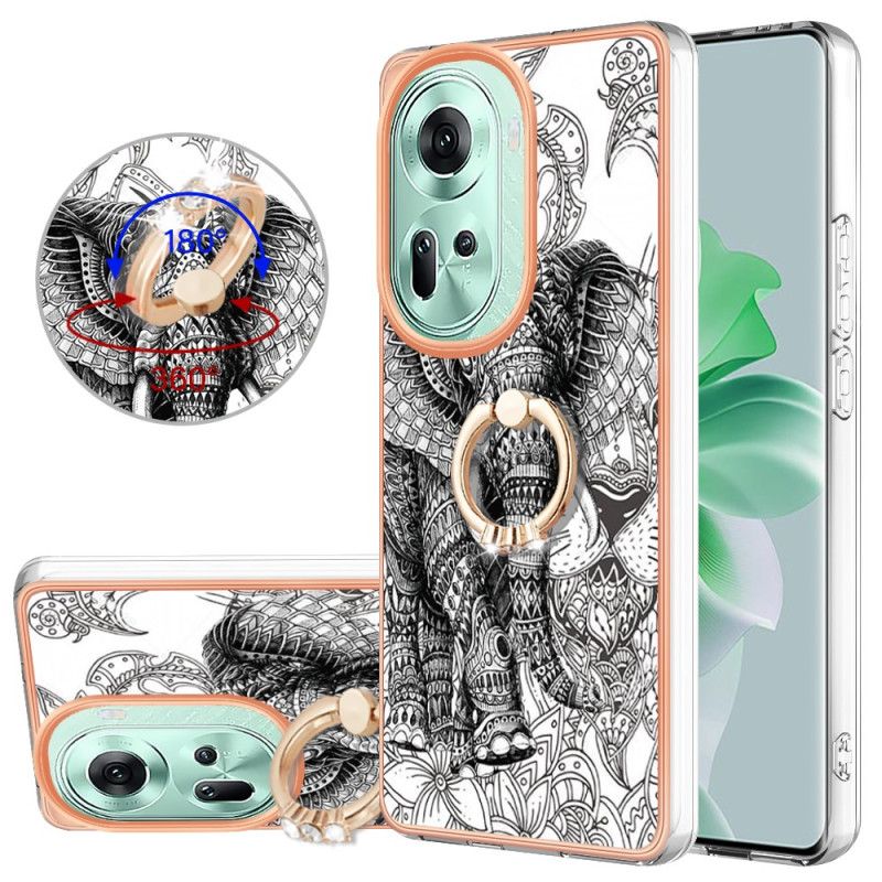 Coque Oppo Reno 11 5G Anneau-Support. Éléphant Totem