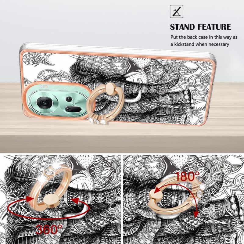 Coque Oppo Reno 11 5G Anneau-Support. Éléphant Totem