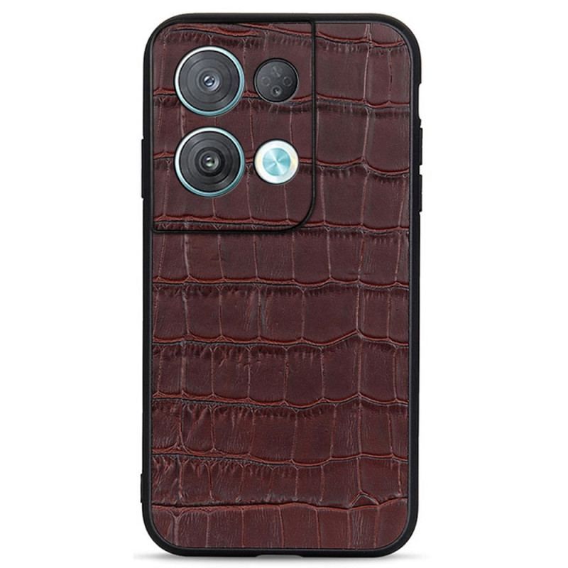 Coque Oppo Reno 8 Véritable Cuir Style Crocodile