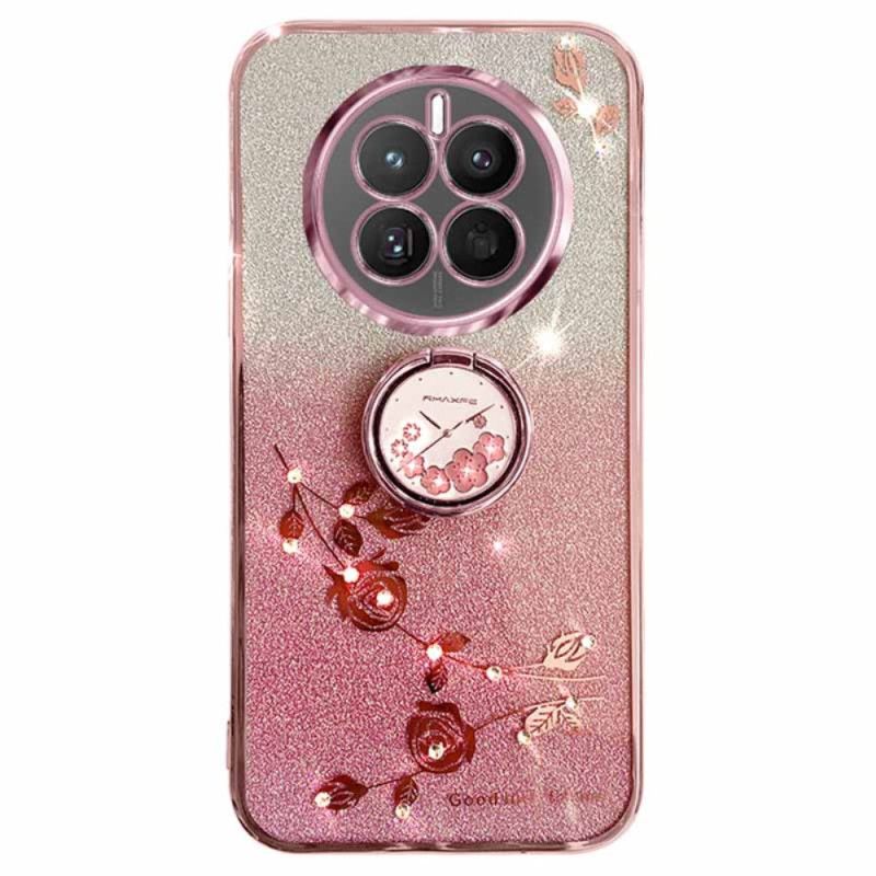 Coque Realme 12 Plus 5G Anneau-Support Fleurs et Strass KADEM