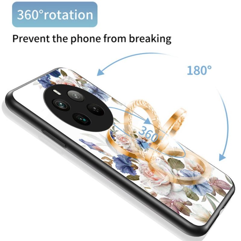 Coque Realme 12 Pro 5G / 12 Pro Plus 5G Verre Trempé Anneau-Support Florale