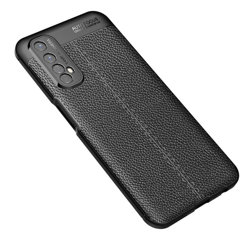 Coque Realme 7 Effet Cuir Litchi Double Line