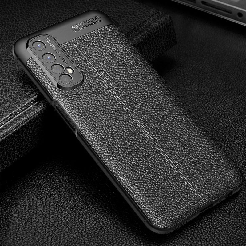 Coque Realme 7 Effet Cuir Litchi Double Line