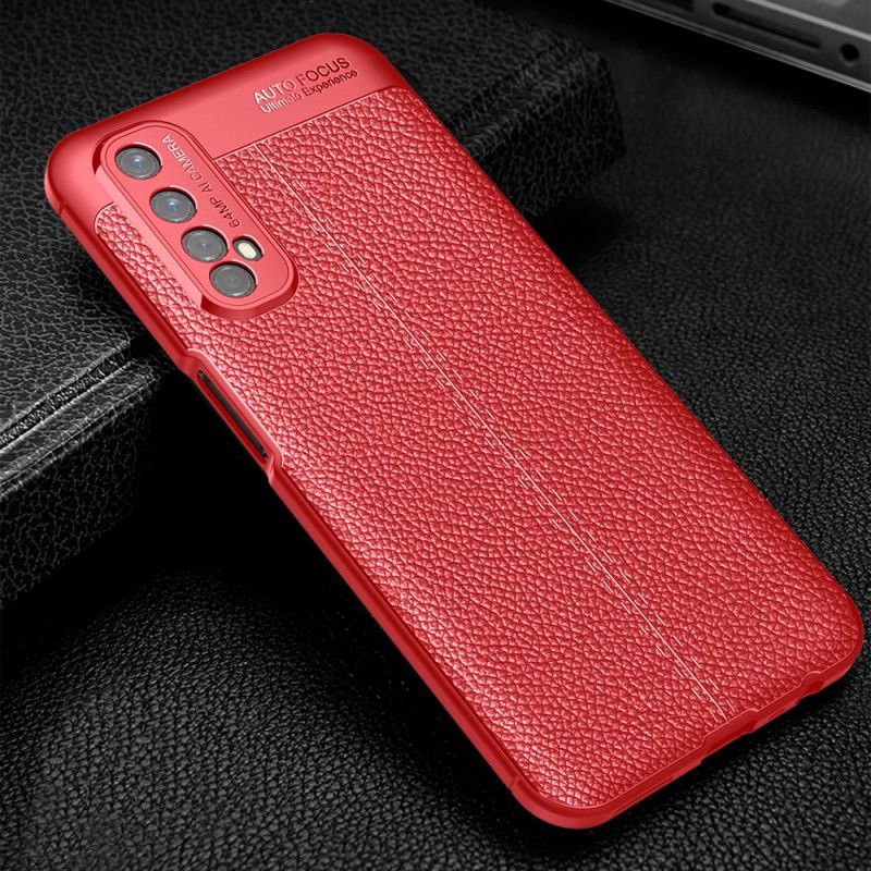 Coque Realme 7 Effet Cuir Litchi Double Line