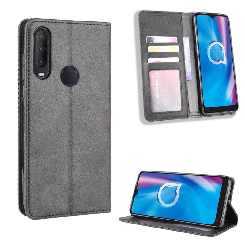 Flip Cover Alcatel 1s (2020) / 3l (2020) Effet Cuir Vintage Stylisé