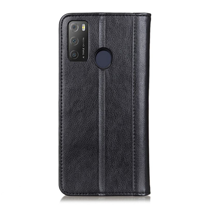 Flip Cover Alcatel 3L (2021) / 1S (2021) Cuir Litchi Fendu Élégance