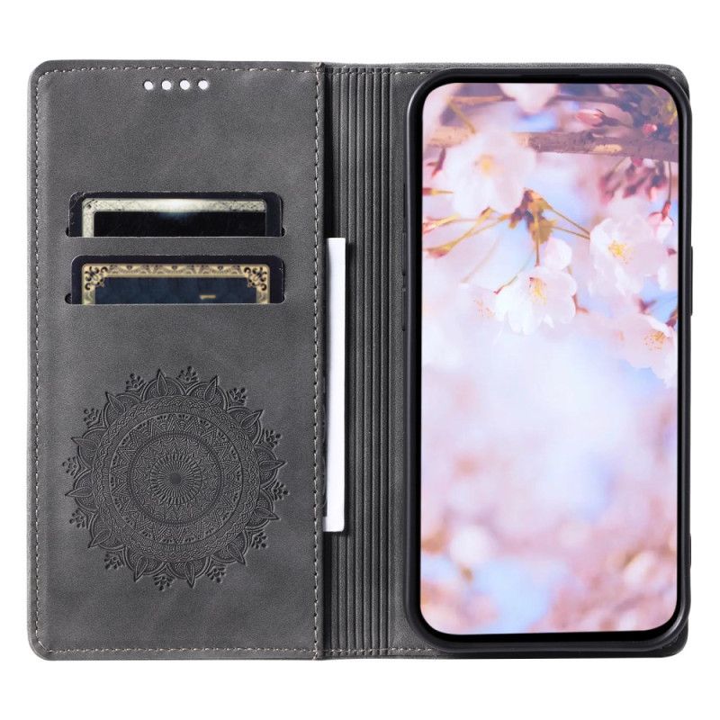 Flip Cover Google Pixel 8A Effet Daim Mandala