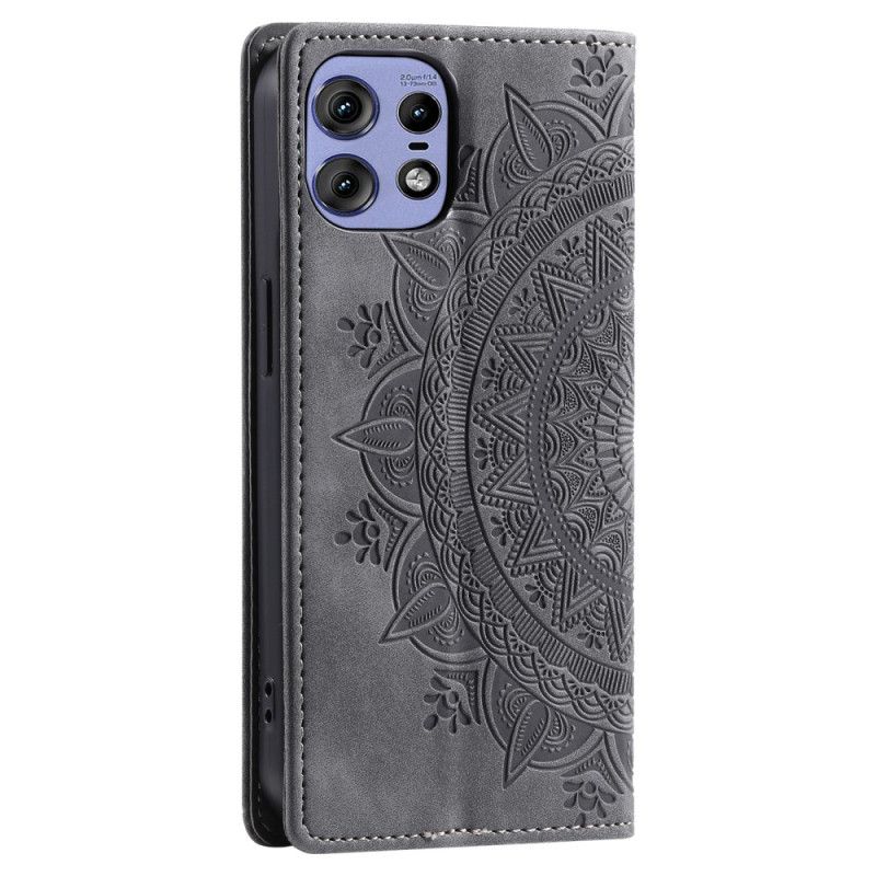 Flip Cover Motorola Edge 50 Pro Effet Daim Mandala