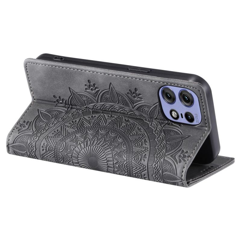 Flip Cover Motorola Edge 50 Pro Effet Daim Mandala