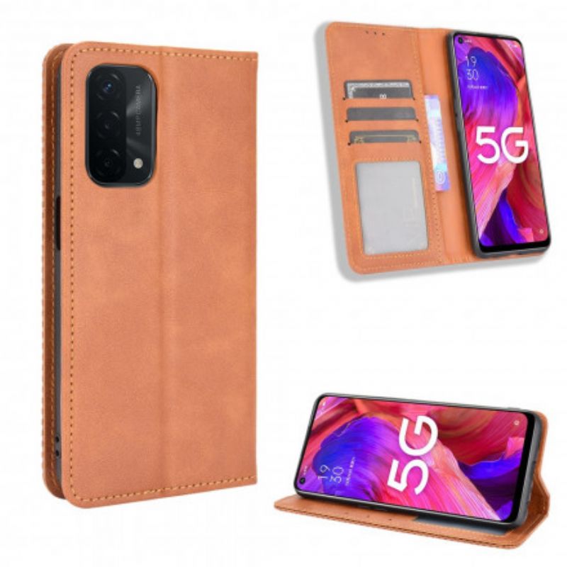 Flip Cover Oppo A54 5G / A74 5G Effet Cuir Vintage Stylisé