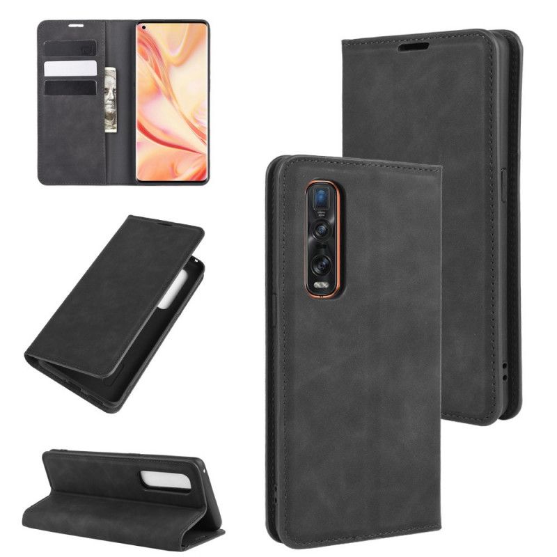 Flip Cover Oppo Find X2 Pro Effet Cuir Douceur