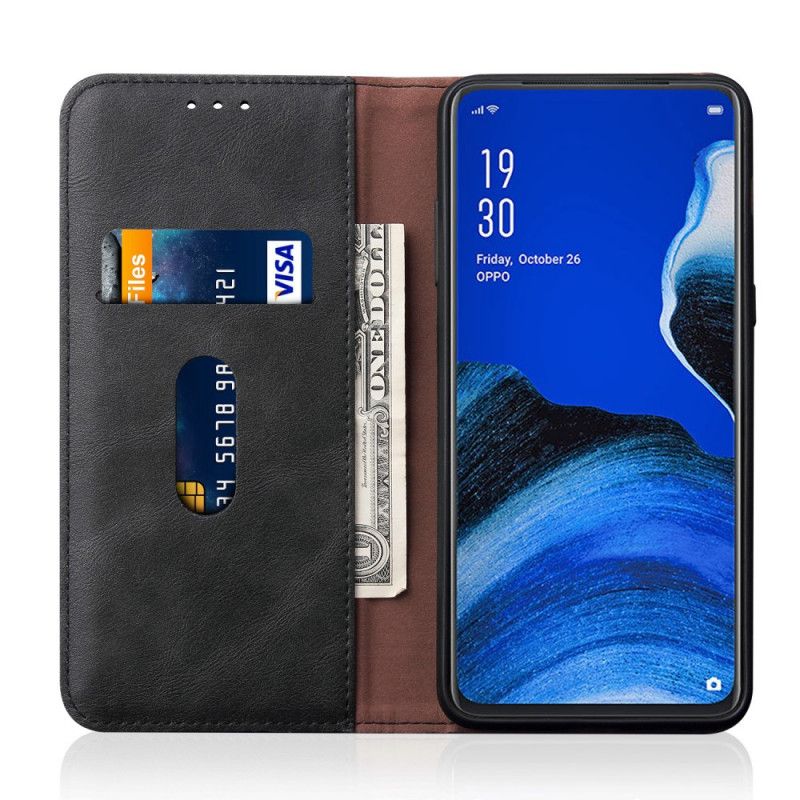 Flip Cover Oppo Reno 2 Effet Cuir Coutures