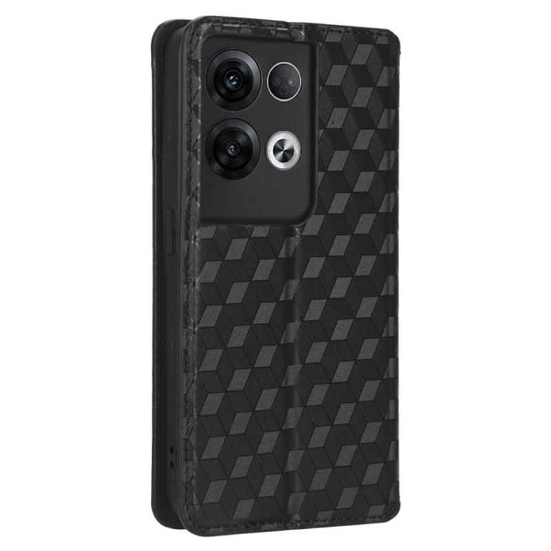 Flip Cover Oppo Reno 8 Pro Effet Cuir Cubes 3D