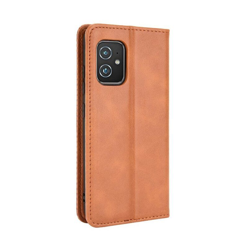 Flip Cover Pour Asus Zenfone 8 Effet Cuir Vintage Stylisé