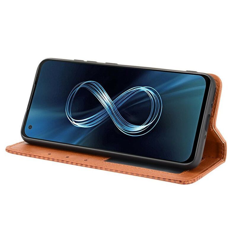 Flip Cover Pour Asus Zenfone 8 Effet Cuir Vintage Stylisé