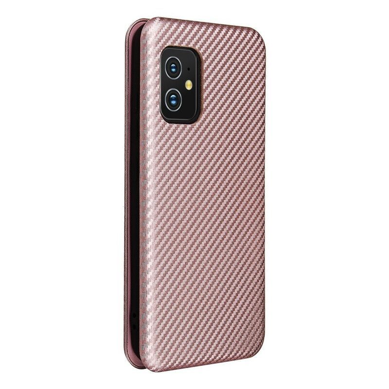 Flip Cover Pour Asus Zenfone 8 Fibre Carbone Avec Anneau Support