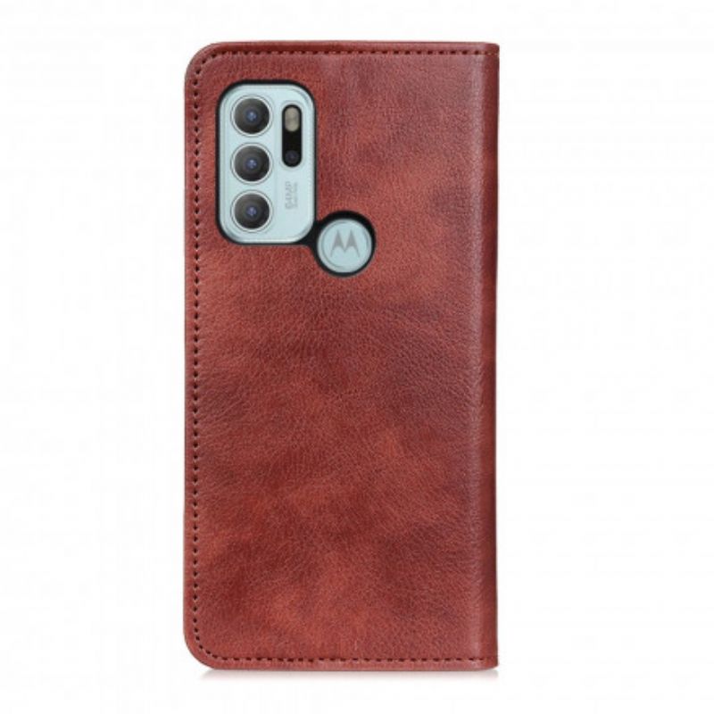 Flip Cover Pour Moto G60S Cuir Litchi Fendu Élégance