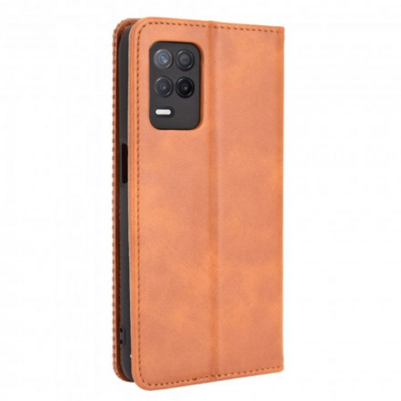 Flip Cover Pour Realme 8 5G Effet Cuir Vintage Stylisé