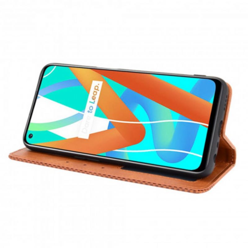 Flip Cover Pour Realme 8 5G Effet Cuir Vintage Stylisé