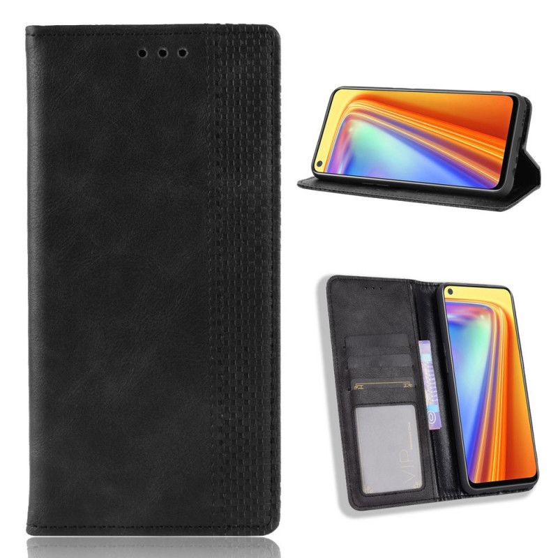 Flip Cover Realme 7 Effet Cuir Vintage Stylisé