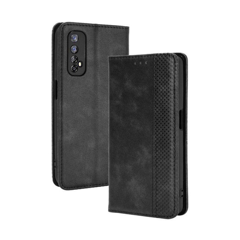 Flip Cover Realme 7 Effet Cuir Vintage Stylisé